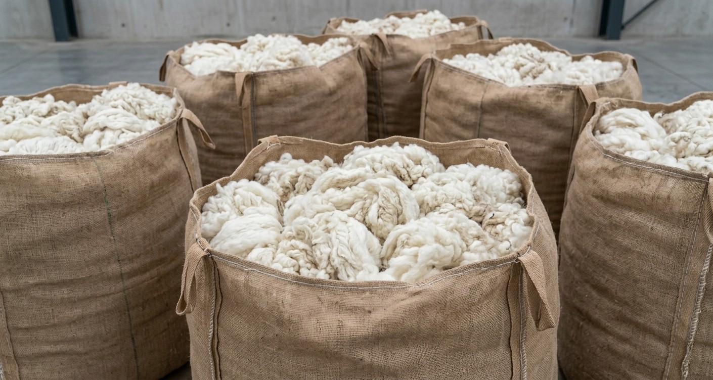Gewaschene Merino-Vliese in Bulk-Verpackung
