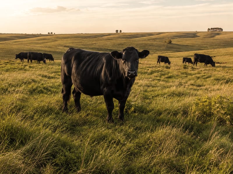 Rinder auf offenem Naturgrasland