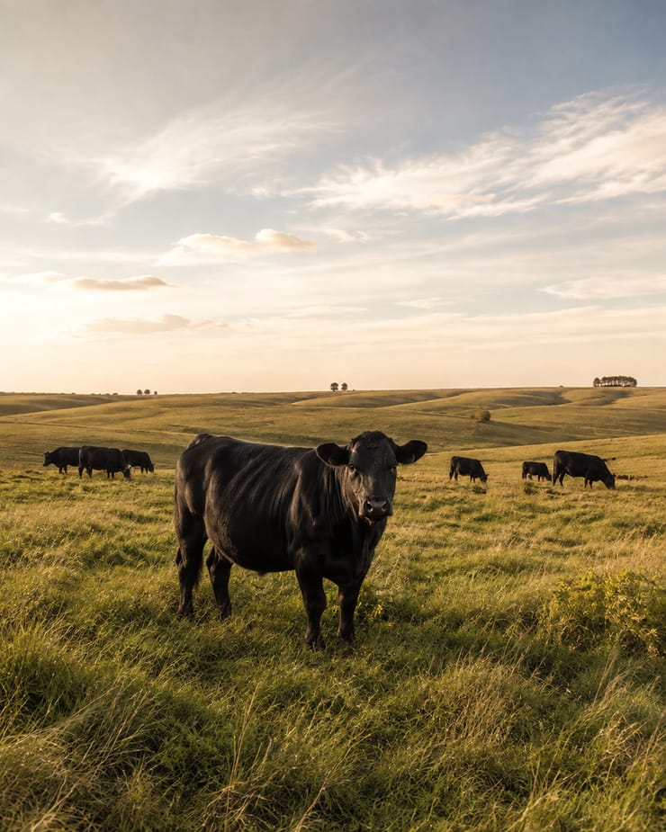 Rinder auf offenem Naturgrasland