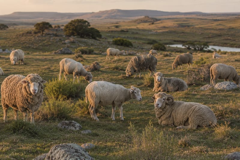 Merinoschafe auf Naturweide
